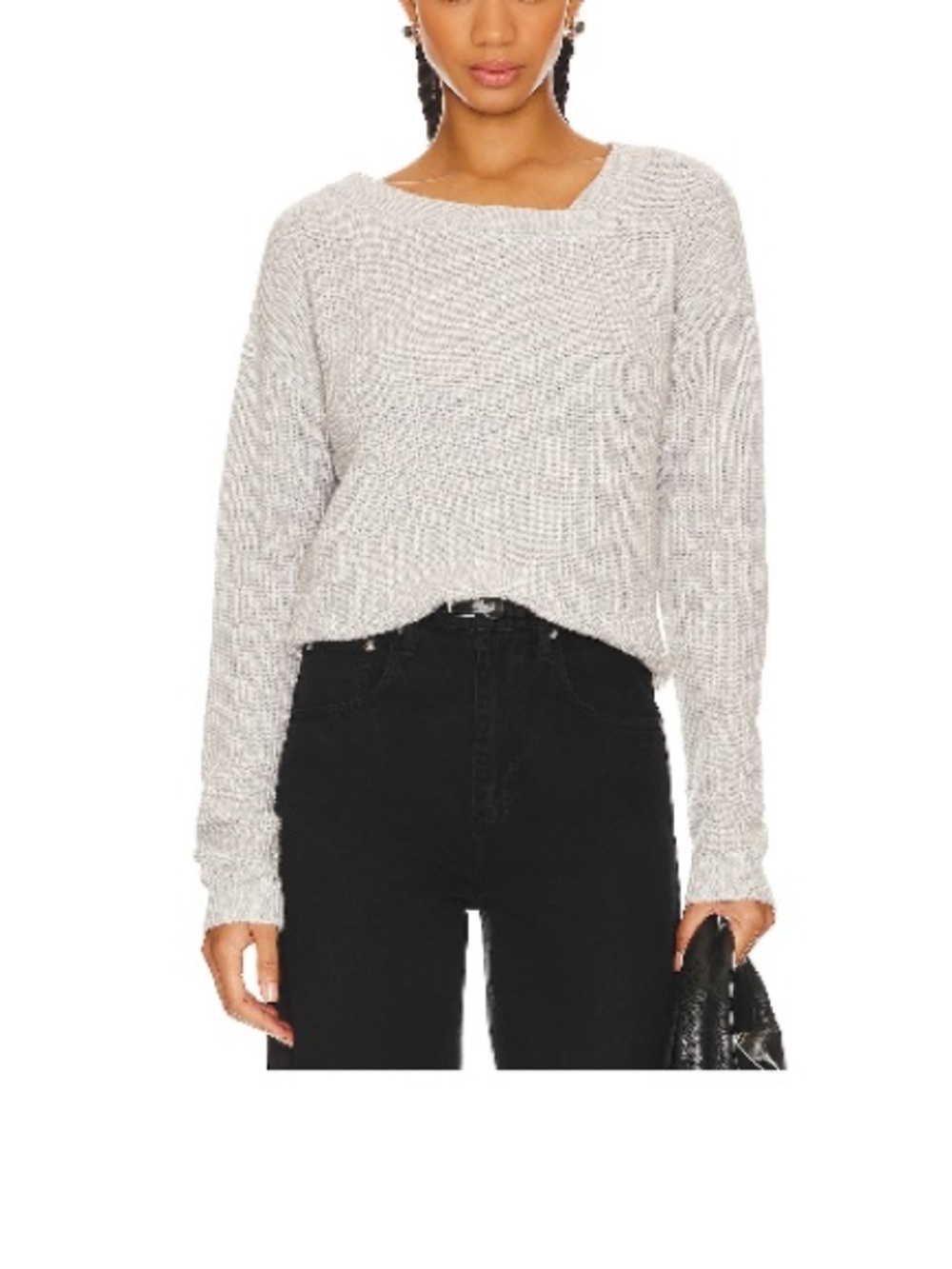 Asymmetric neck sweater - Bobi - heather gray